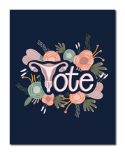 Abortion Rights Floral Vote Art Print Navy