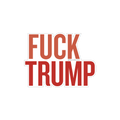 Red text sticker that says 'Fuck Trump'