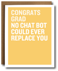 Graduation card with humorous text on a yellow background
