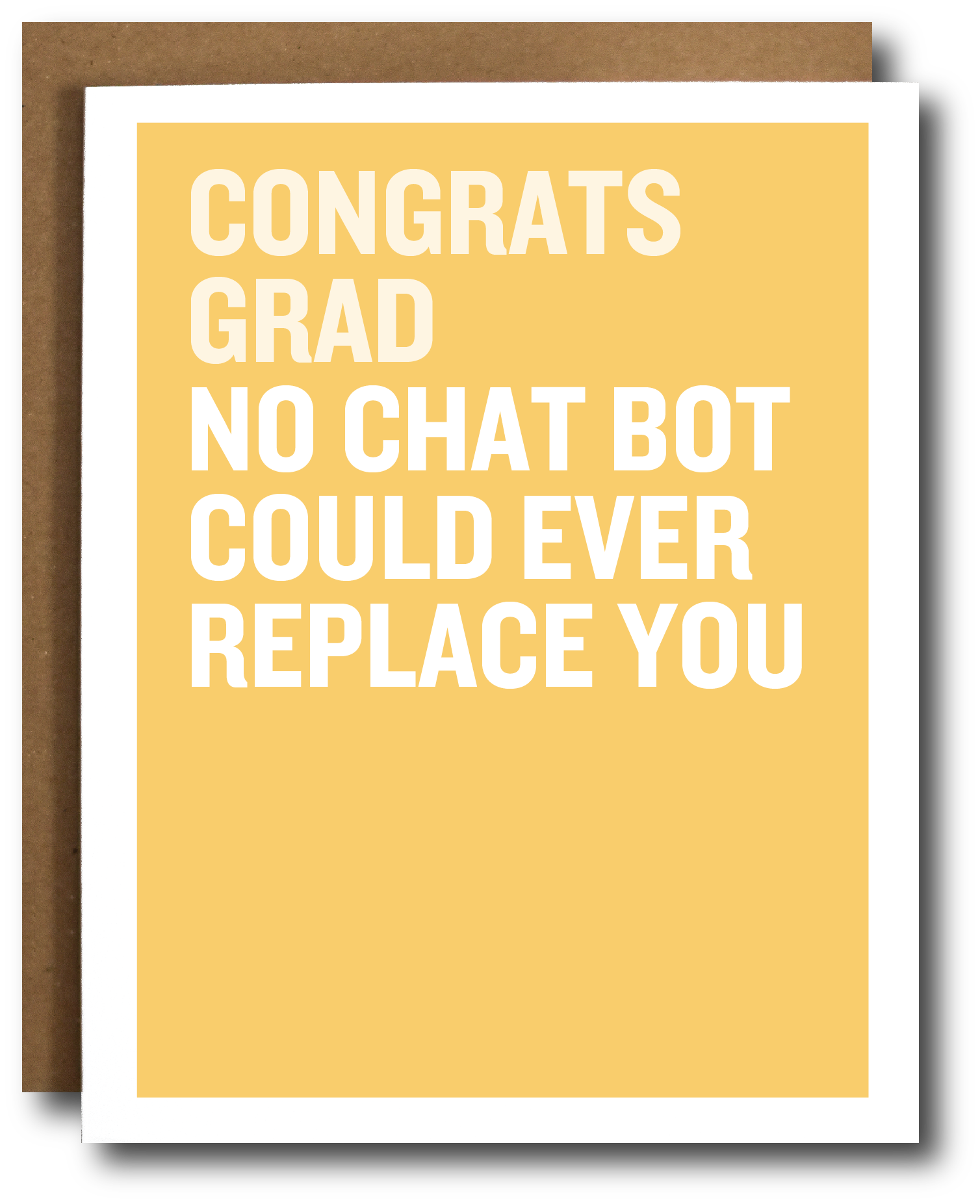 Graduation card with humorous text on a yellow background