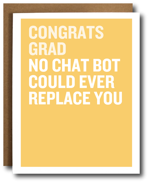 Graduation card with humorous text on a yellow background