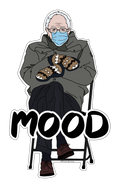 bernie sanders meme sticker inauguration 2021 mittens and legs crossed with mask 