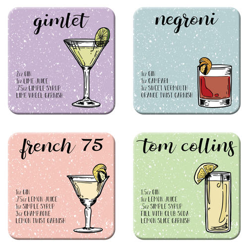Gin Cocktail Coaster Set