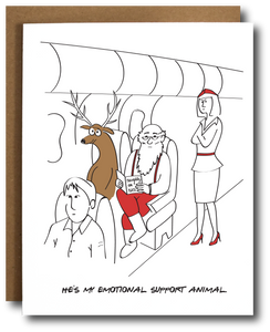 Emotional Support Reindeer Christmas Card