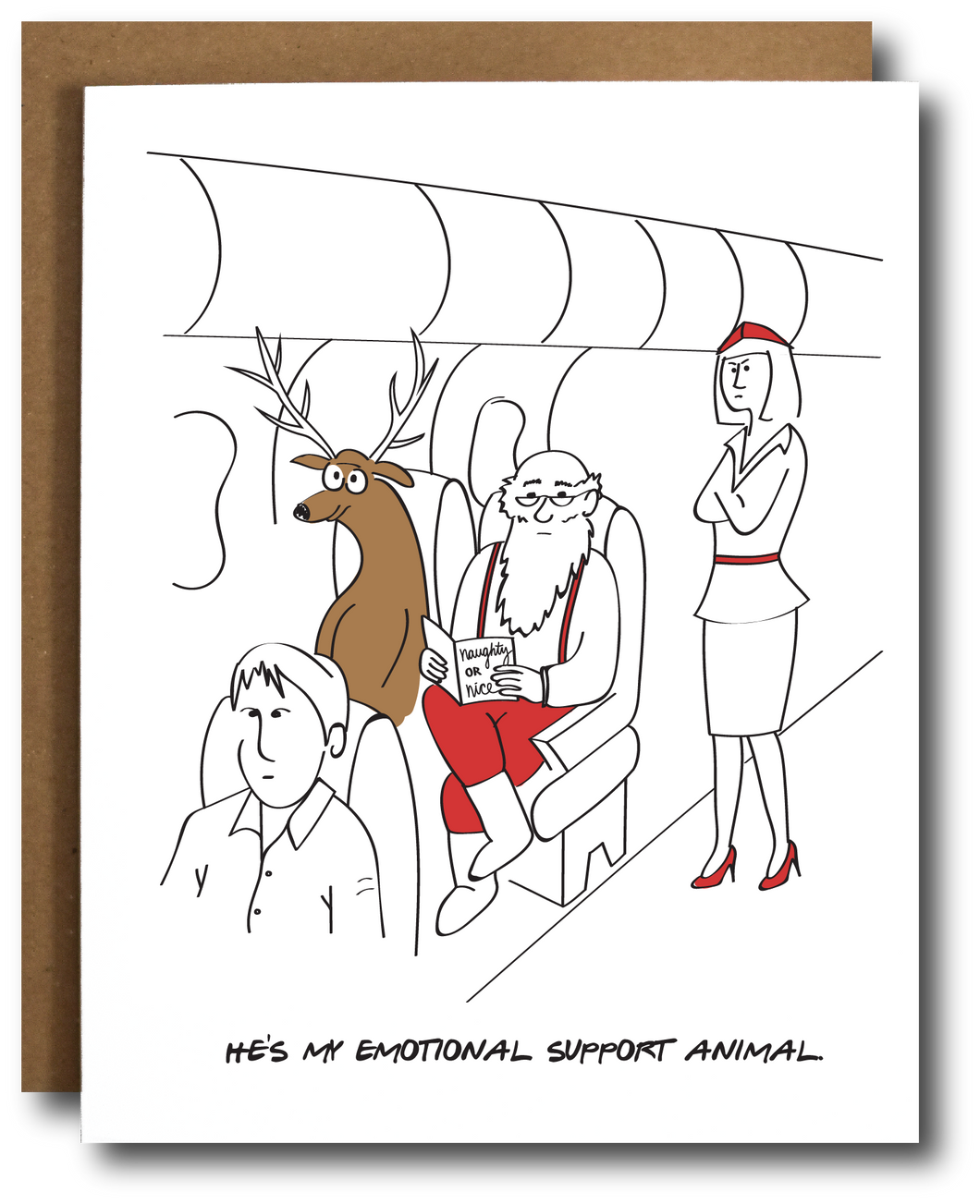 Emotional Support Reindeer Christmas Card