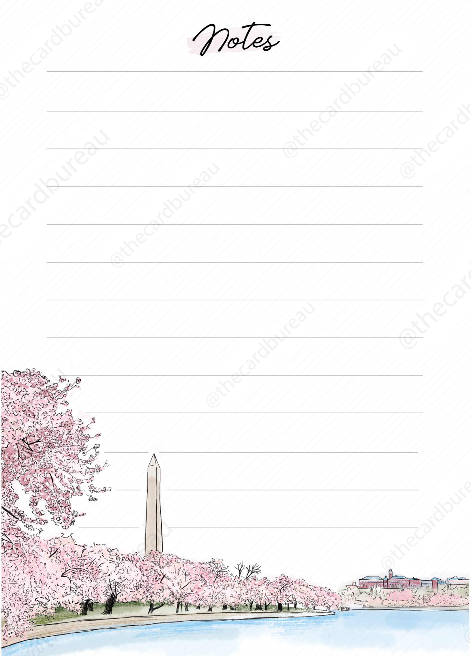 Washington Monument Cherry Blossom Notepad
