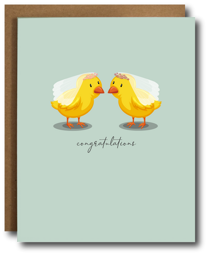 Two Chicks Lesbian Wedding Card