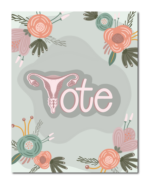 Abortion Rights Floral Vote Art Print Teal