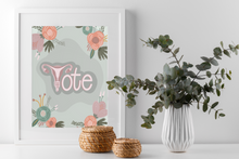Abortion Rights Floral Vote Art Print Teal