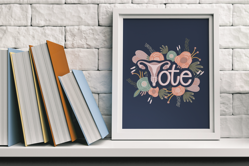 Abortion Rights Floral Vote Art Print Navy