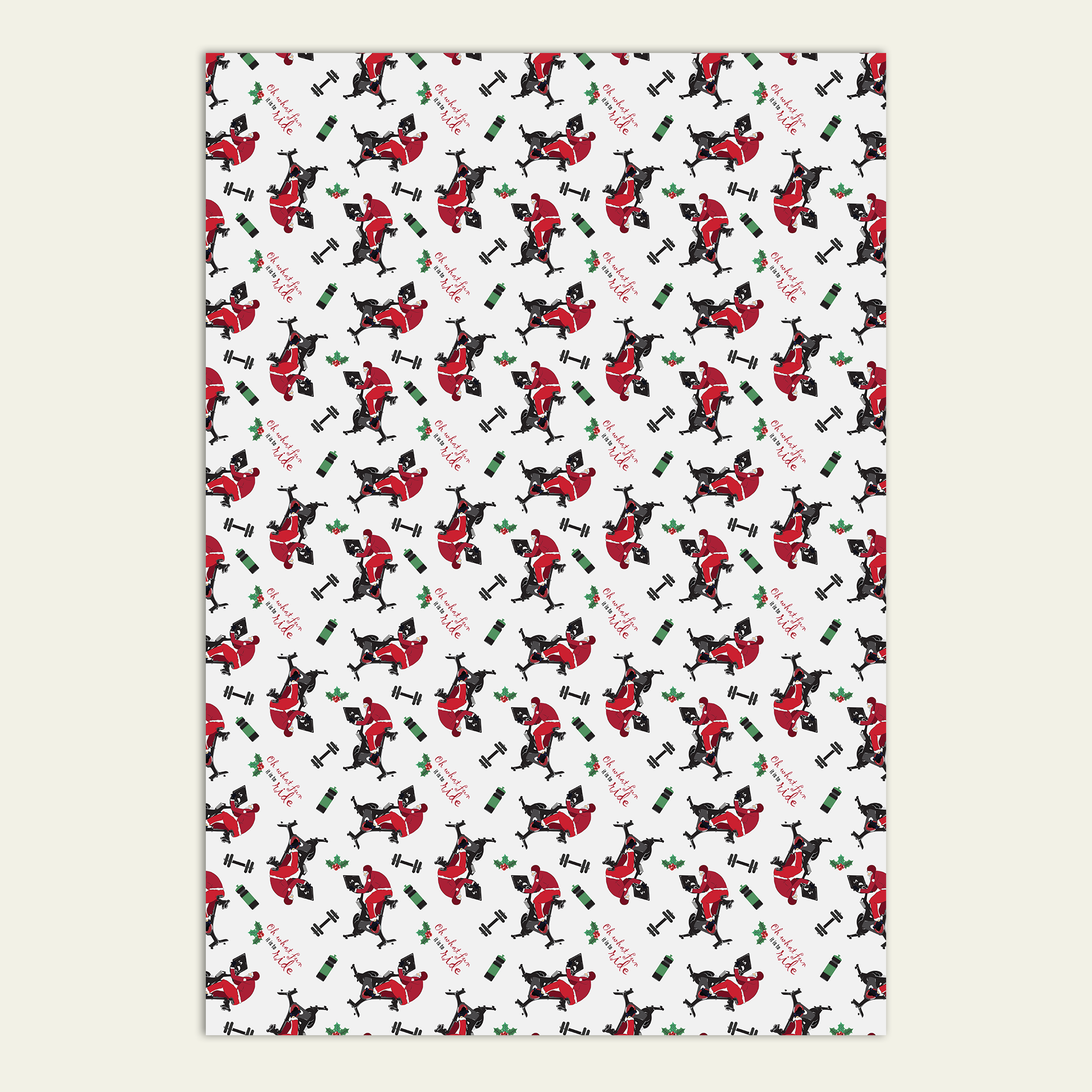 Cycling Santa Christmas Gift Wrap