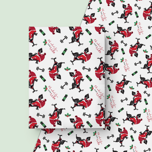 Cycling Santa Christmas Gift Wrap